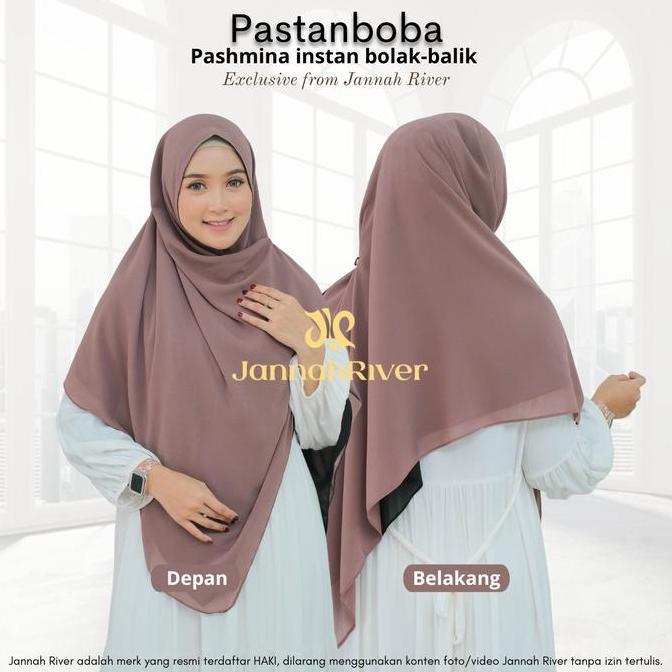 Xkxk- Jannah River - Pastanboba Pashmina Instan Bolak-Balik Jannah River Kerudung 2 Warna Ceruty Bab