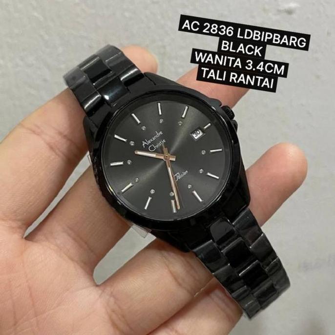 JAM TANGAN WANITA ALEXANDRE CHRISTIE AC2836 AC 2836 BLACK STEEL JAM ORIGINAL