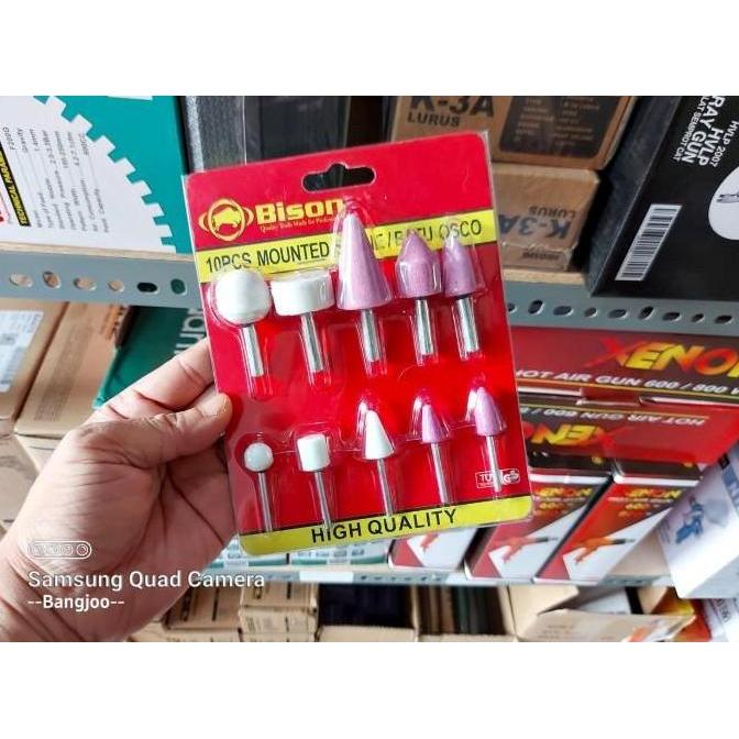 Produk Terbaik] batu mata gerinda set BISON mounted stone mesin bor tuner mini grinder
