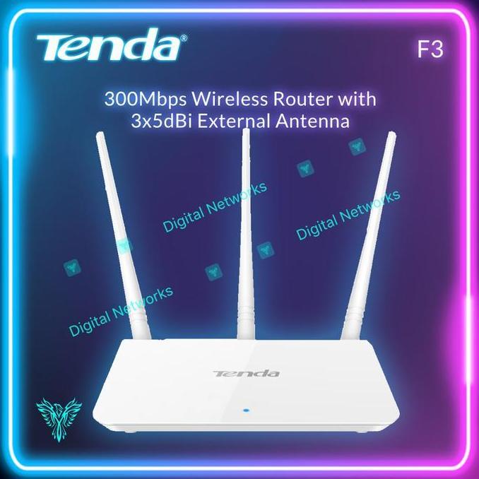TERBARU - TENDA F3 Wireless 300Mbps Router 3*5dBi External Antennas Tenda F3