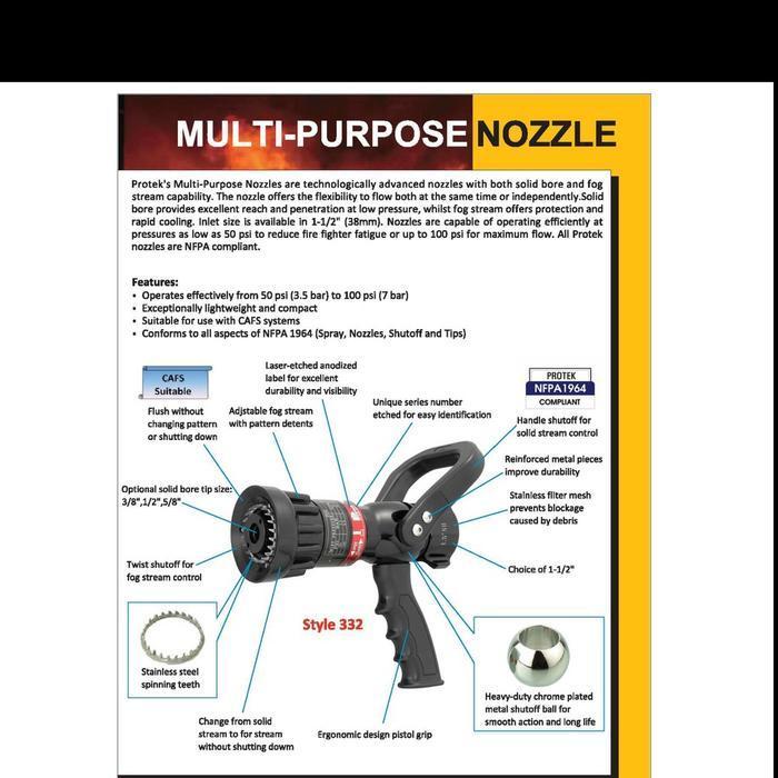 Gun Nozzle Protek 332 1.5" Inch Nozzle Pemadam Pistol Grip Spray ORI