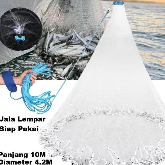 KEZHINES Cast a Net Jaring Jala lempar Nilon Perangkap Tangkap Ikan Udang Siap Pakai Pancing Ikan Fi
