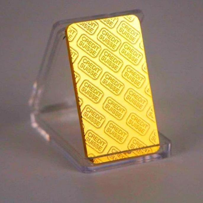 Promo Replika Persegi Design Motif Emas Antam Replika Koin Souvenir Emas Credit Suisse 999.9 Gold Ba