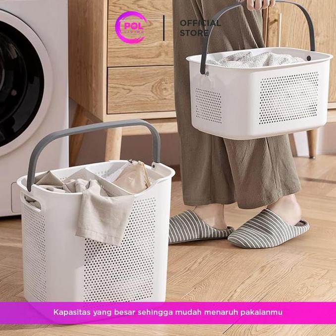 NAKATEKNO [EXCLUSIVE POL] COD Keranjang Laundry Baju Kotor Plastik | Laundry Bag | Keranjang Serbagu