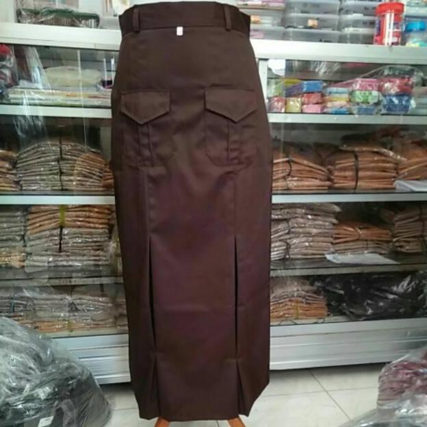 Rok span Pramuka SMP belah 2 kantong depan ROK SPAN COKLAT ROK PRAMUKA