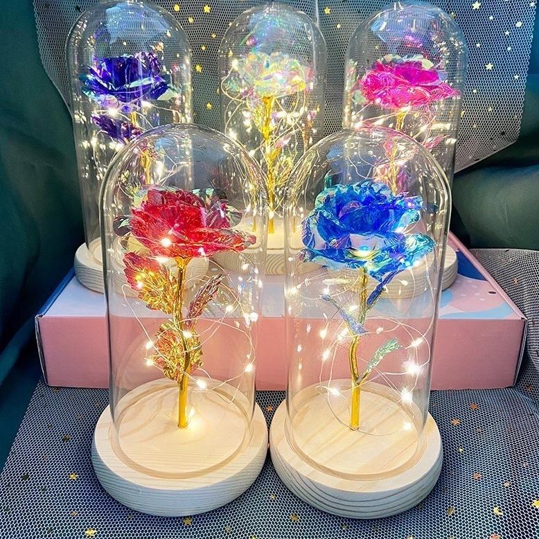 er-23 SENBAO Lampu LED Bunga bercahaya Mawar Bunga Plastik Beauty And The Beast Rose Valentine Hadia