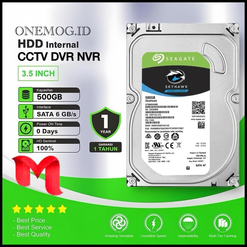 Hardisk 500Gb Seagate Skyhawk Surveillance Internal Sata 3.5 Baru Hardisk Cctv 500Gb / Hdd Cctv 500G