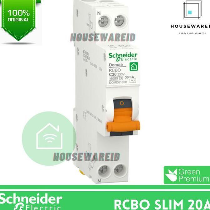 Rcbo Slim Domae 1P+N 20A 30Ma Domd01620 Original / Rcbo Schneider 1 Phase 20 Ampere / Rcbo 1P+N 20A 