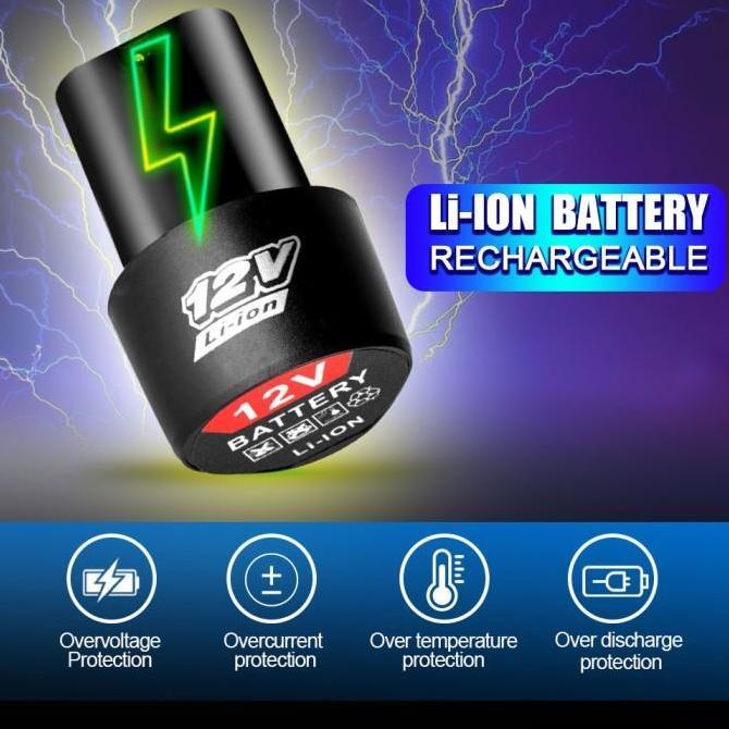 Kokok- Baterai Bor Litium 12 Volt Baterai Bor Electric Cordless Rechargeable, Baterai Ori Batrei 12V