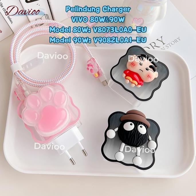 Ayaya- Pelindung Charger For Vivo 80Watt 90Watt |Set 5 Item Paket Cover Pelindung Kepala Charger & K