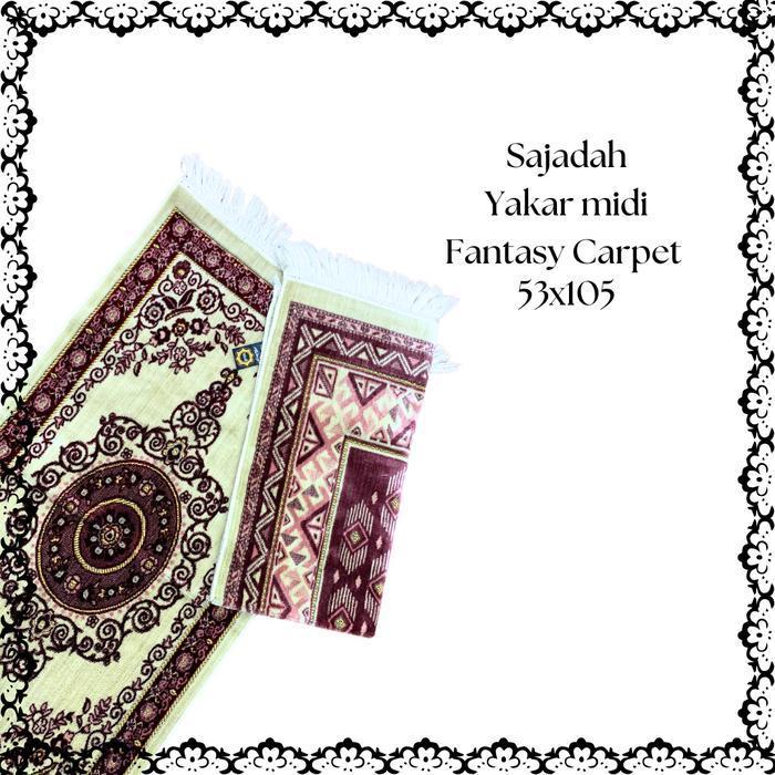 (Promo) Sajadah Yakar Midi Fantasy Turkiye Ukuran 53X105 Cm Sejadah Oleh Oleh Haji Umroh Lembut Nyam