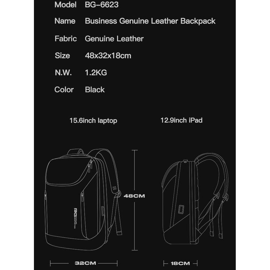Bange BG6623 Tas Laptop Backpack Kulit Sapi Asli  Pria Wanita  15.6 Inch Lock TSA
