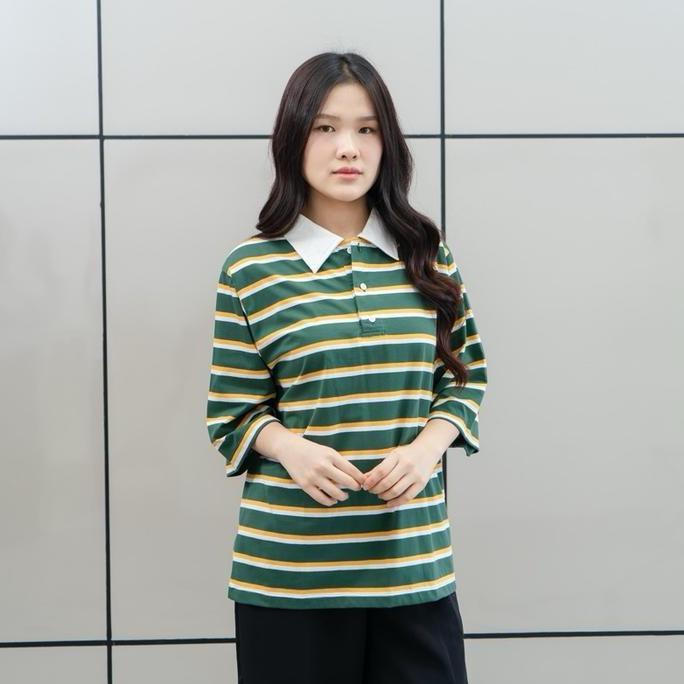 HL Polo Rugby Shirt- Rugby Polo Unisex Realpict Baju Kaos Oversize Stripe