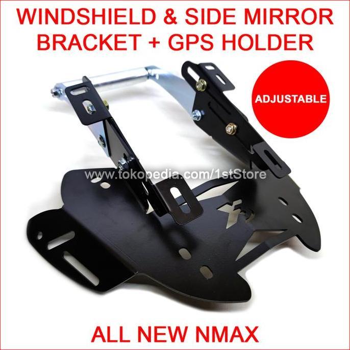 Bracket Windshield Spion + GPS All New Nmax 2020 2021 Breket Serpo X3