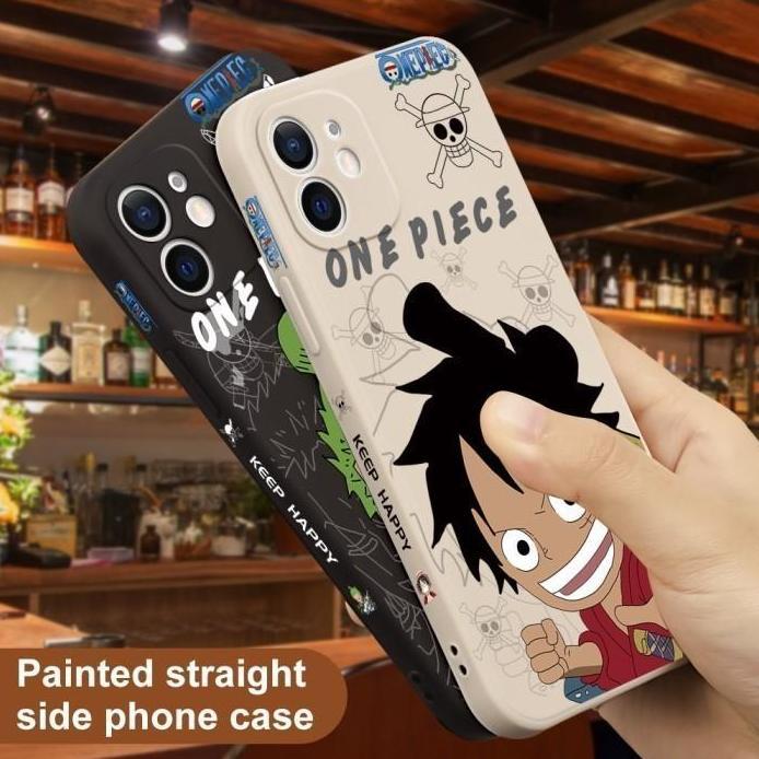 Case  untuk Samsung A14 A34 A54 One Piece Luffy Silicone Gambar FREE TALI