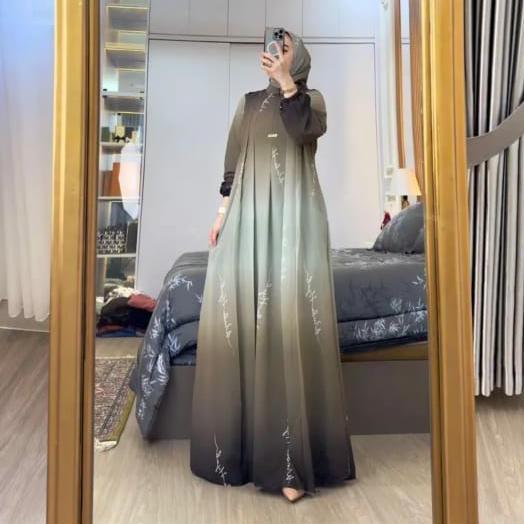 BEST SELLER Maharanie - Wenda Gamis Set Hijab Ceruty Full Furing Wanita Free Hijab Kekinian Terbaru