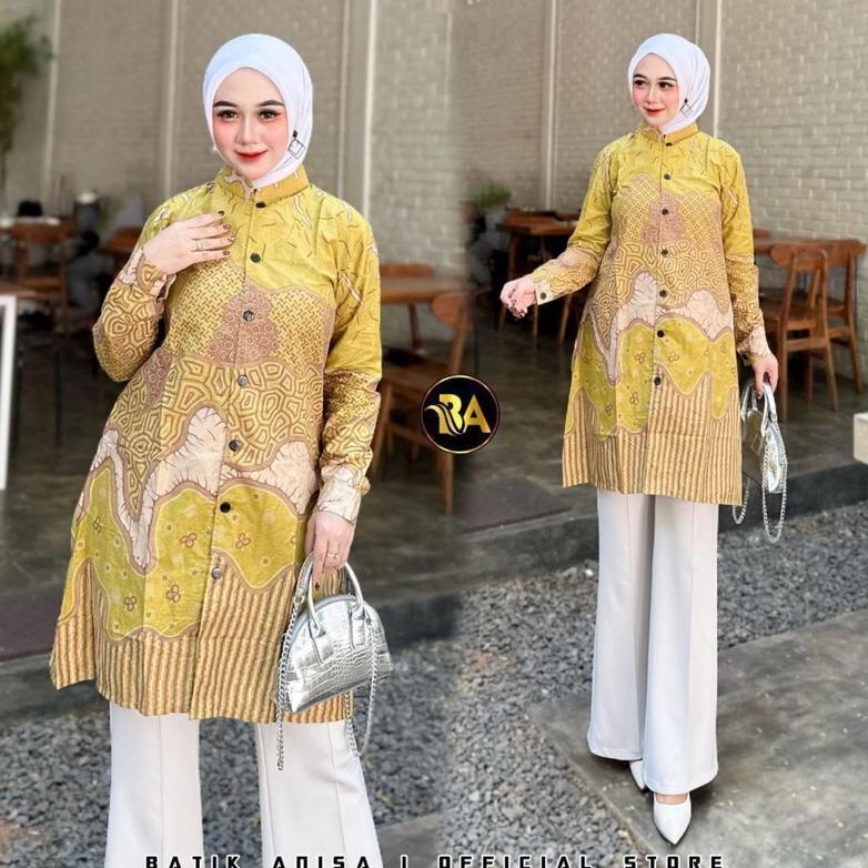 pengiriman cepat Tunik Batik Model Kancing Depan Terbaru