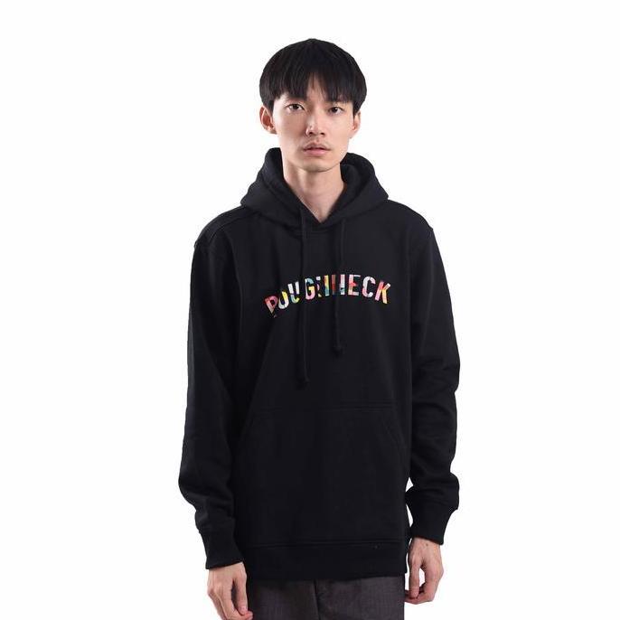 Xxpi- Roughneck H264 Sig Color Chalk Black Hoodie Cowok Fleece Nyaman Panjang Sablon