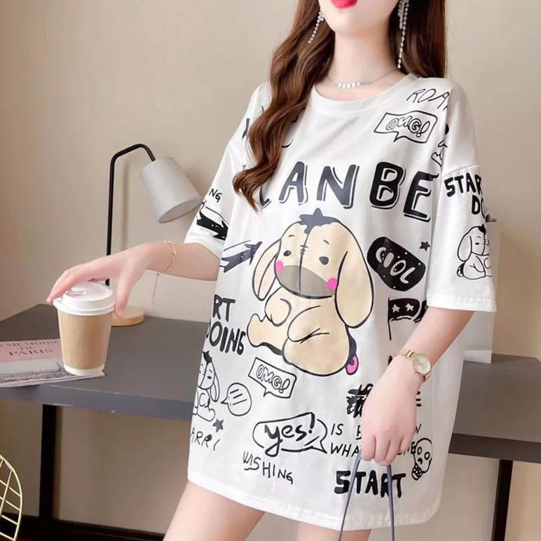 TERMURAH SUMBER fashion - baju atasan KAOS JUMBO wanita - big size IYOR IYOR - OVERSIZE - konveksi M
