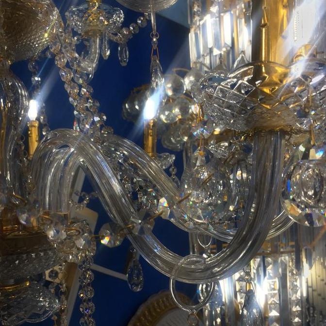 SPERPART TANGKAI LAMPU GANTUNG HIAS KRISTAL CHANDELIER LILIN PANJANG 30 CM GOLD