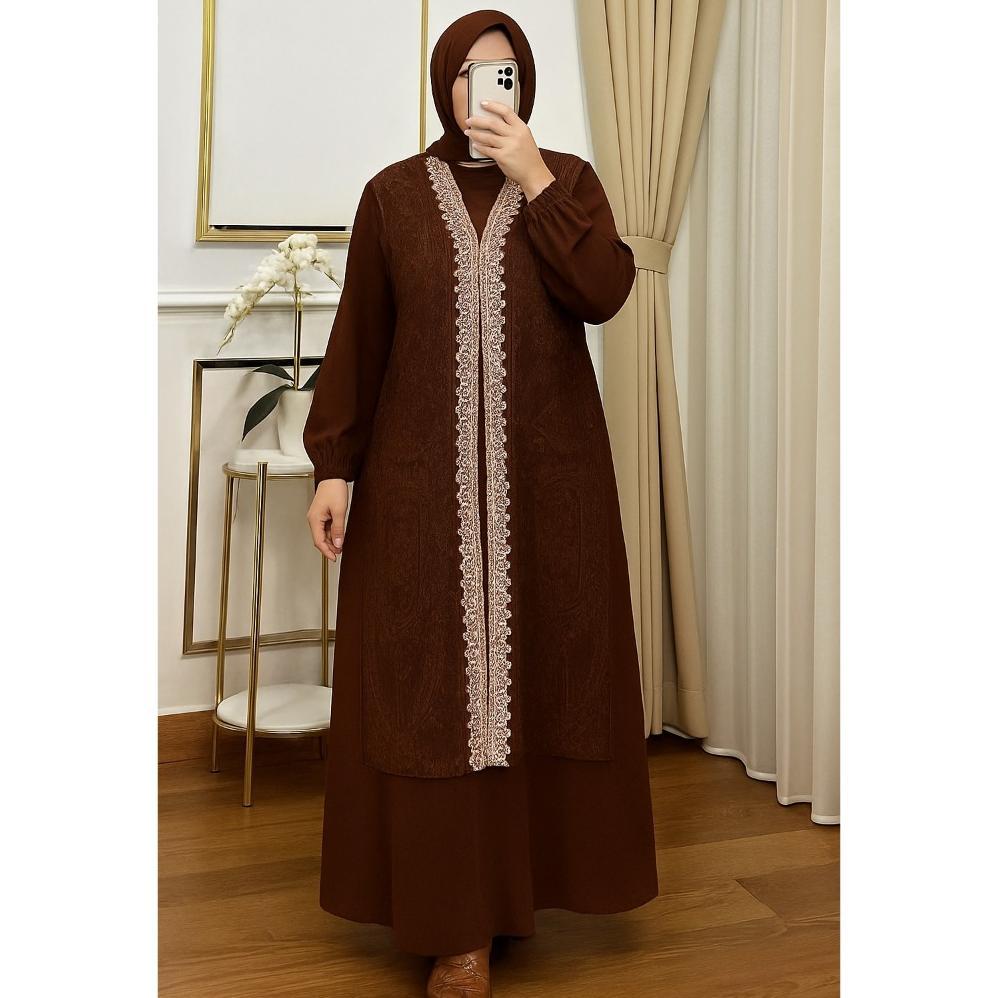 FREE ONGKIR GAMIS BROKAT NAURA DRESS 2IN1 BUSUI WUDHU FRIENDLY INNER CERUTY ADEM + OUTER BROKAT PREM