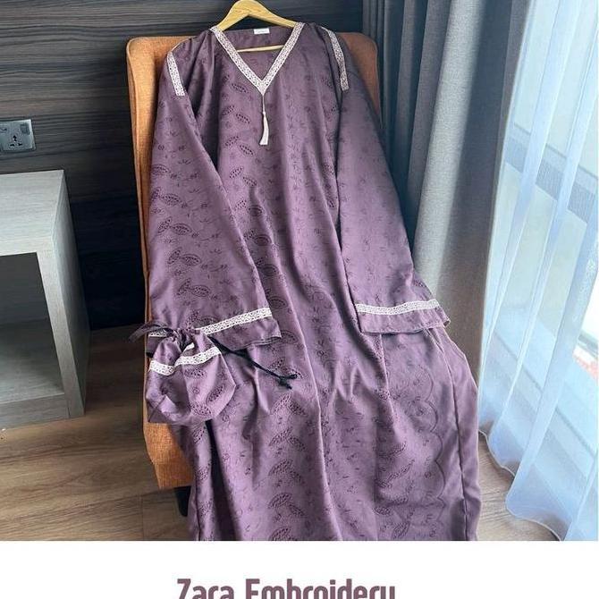 Abaya Sholat Kain Cotton Embroidery // Mukena Abaya Sholat Mewah