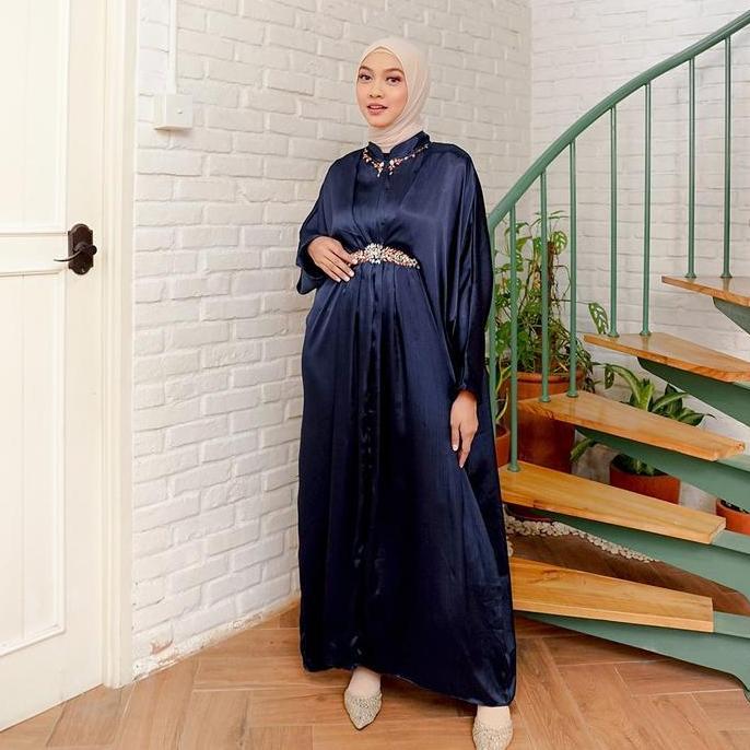 Missnomi - Khaleeda Kaftan - Kaftan Gamis - Kaftan Lebaran - Kaftan Wanita Muslim Panjang Silk Payet