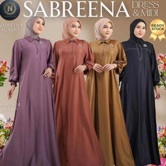 [Bisa Cod] Sabreena Dress Midi Nadheera Luxury Polos Rayon Premium Simple Nadeera Sabrina Gamis