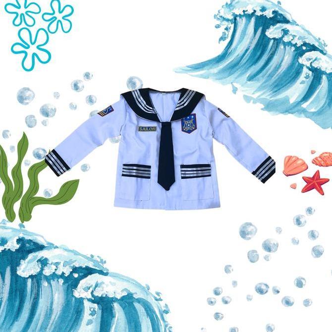 Kostum Baju seragam pelaut sailor popeye popaye cilik anak nahkoda kapal anak pakaian setelan set ju