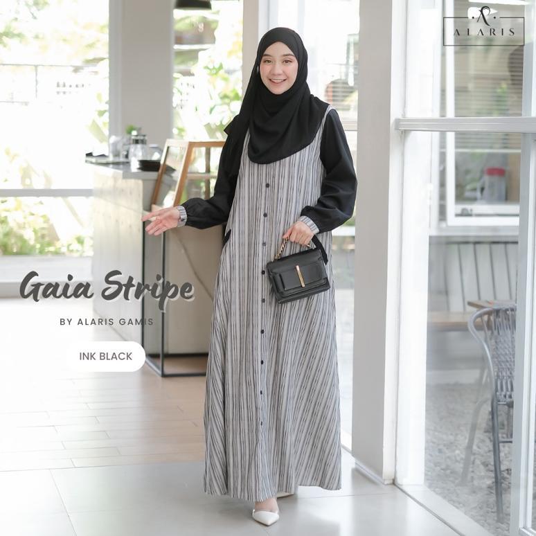 Gaia Stripe / Gamis Katun Salur / Gamis Garis Garis / Gamis Casual / Casual Dress / Gamis Motif salu