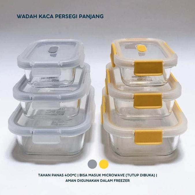 Promo WADAH KACA PERSEGI PANJANG TOPLES FOOD CONTAINER SET Diskon