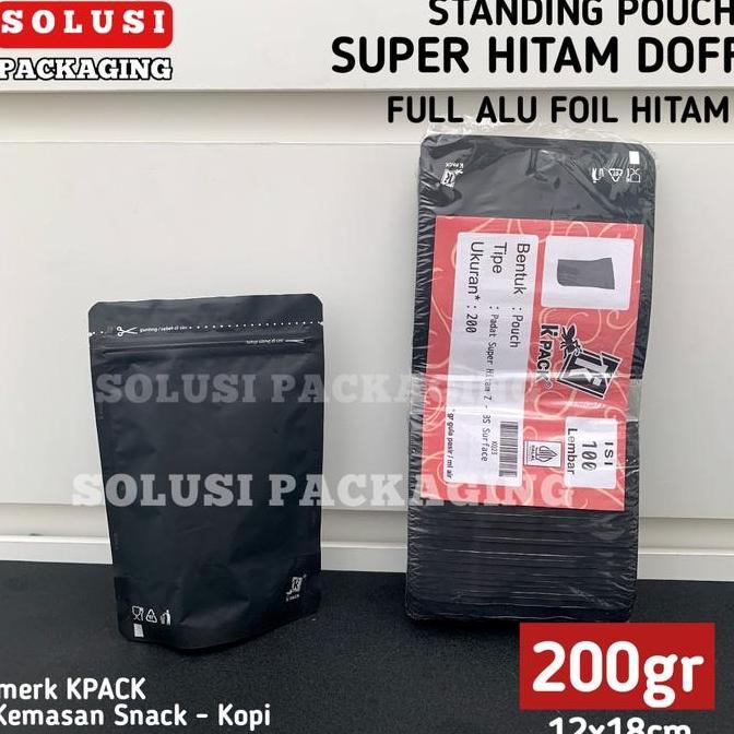 Promo Standing Pouch HITAM DOFF 100gr Plastik Klip Kemasan Aluminium foil Diskon