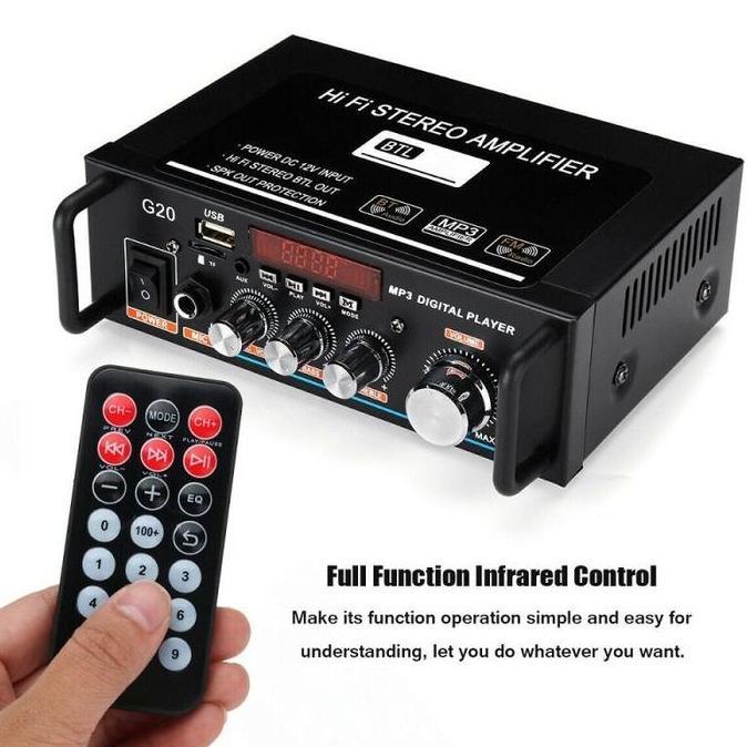 G20 Amplifier Bluetooth EQ Audio Power Amplifier Shop Classroom Home HIFI Karaoke Home Theater FM Ra