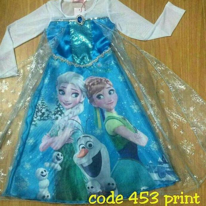 Baju Dress Kostum Frozen Gambar Elsa dan Anna (TERBAIK) (TERBARU) (TERMURAH)
