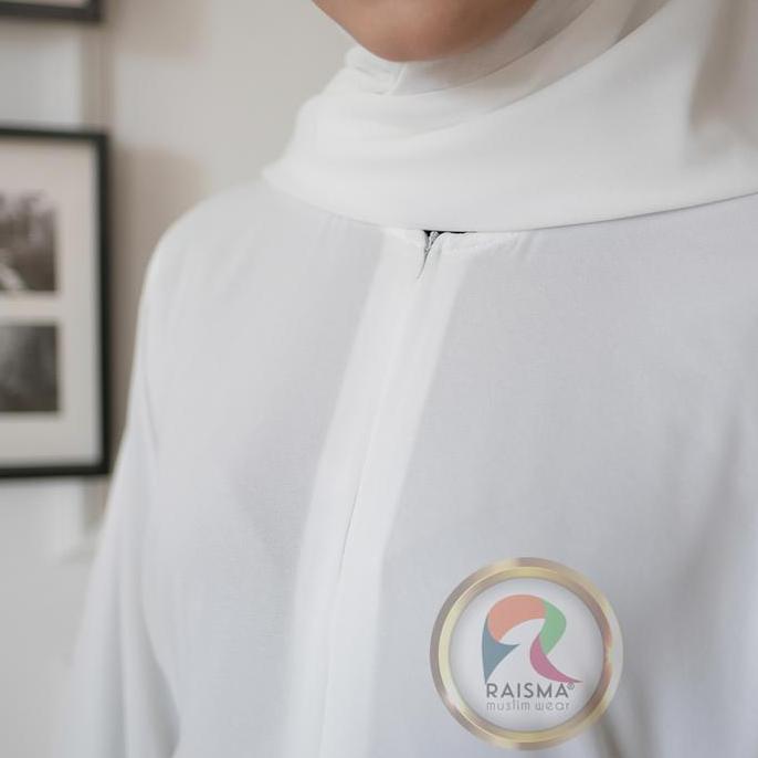 Raisma - Zubaidah Gamis Putih Syari Model Pecah12 Ceruti Jilbab Ceruti Jilbab Muslim Simple (TERBAIK