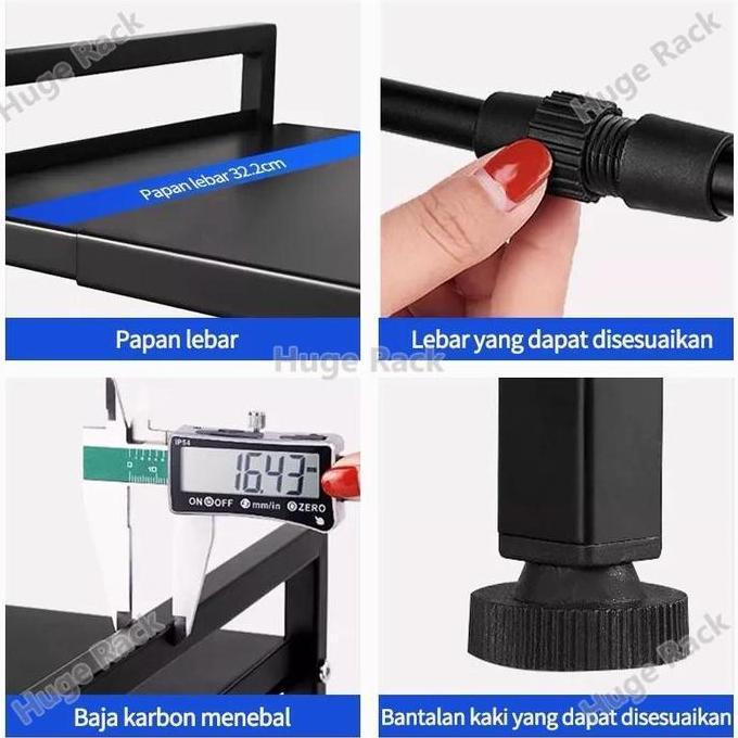 Microwave Rak Oven Rak Bumbu Dapur Rak Panci Rak Oven untuk Dapur Rak Penyimpanan Serbaguna [dapat D