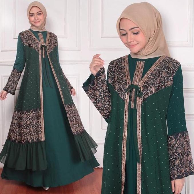 Murah GAMIS ABAYA TURKEY HITAM BORDIR ROMPI NEW WARNA Non COD