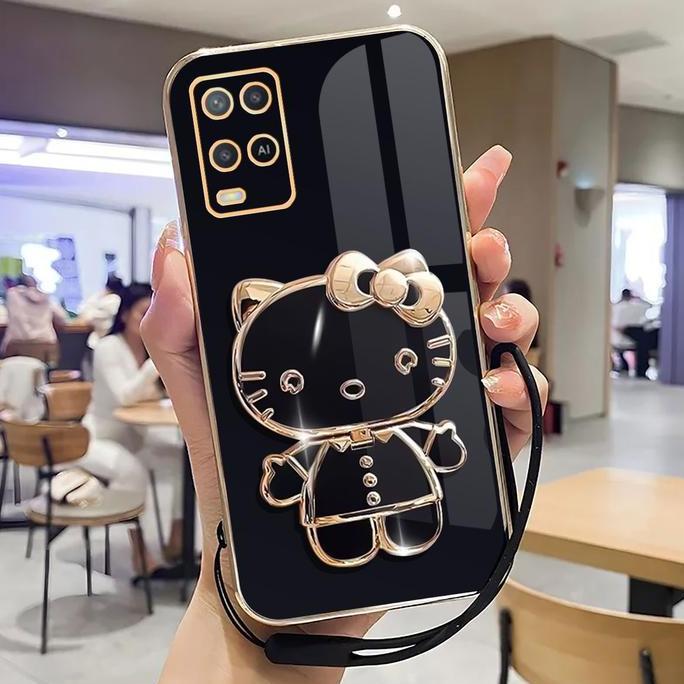 DY90 - Soft Case For Oppo A54 4G Casing Silikon Dudukan Lipat Mirror Luxury Plating