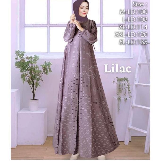 STYLE FASHION ALIA DRESS (READY JUMBO LD 135 / 5L ) Gamis Silk Terbaru /Gamis Silk Motif /Gamis Pest