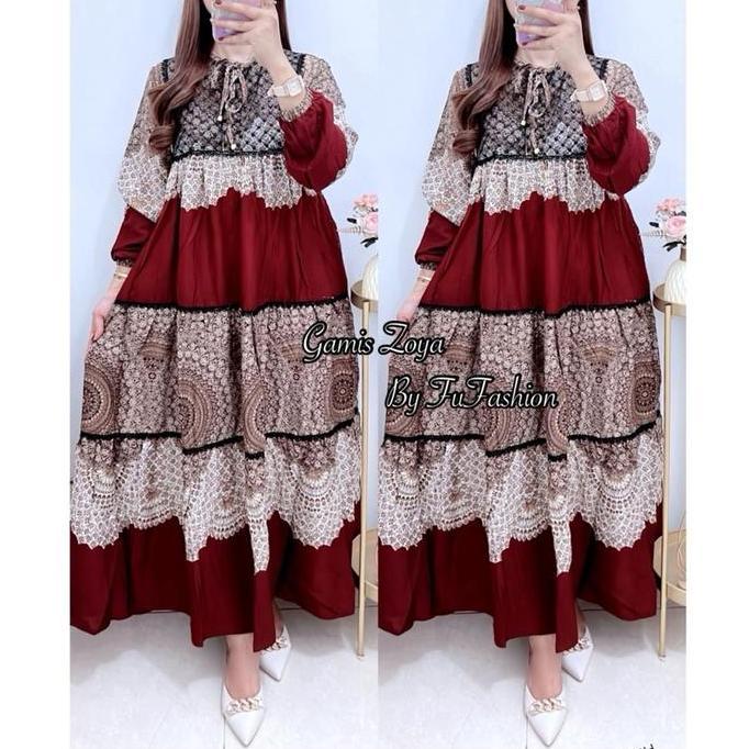 MURAH LEBAY GAMIS ZOYA MOTIF BUNGA RENDA PREMIUM MURAH LEBAY