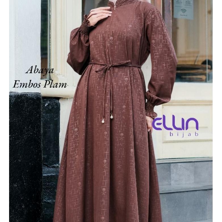 BIG SALE Ellin Hijab - Abaya Wanita Emboss Palm Busui Friendly