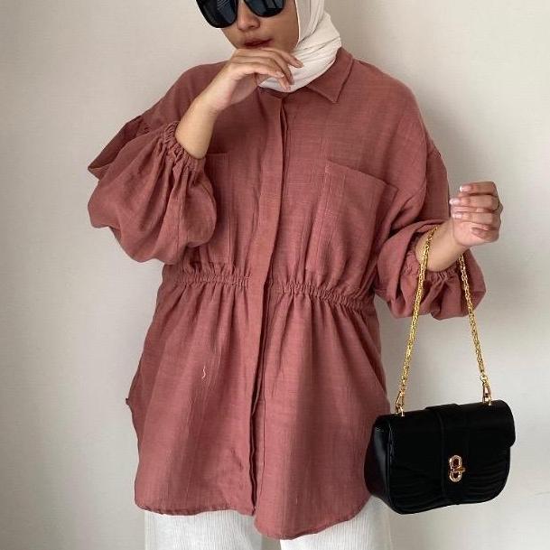 Blouse serut pinggang Baju Tangan Karet