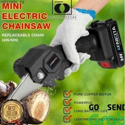 MONTMERY GERGAJI MESIN LISTRIK KAYU POHON MINI CORDLESS CHAINSAW BATERAI SENSO