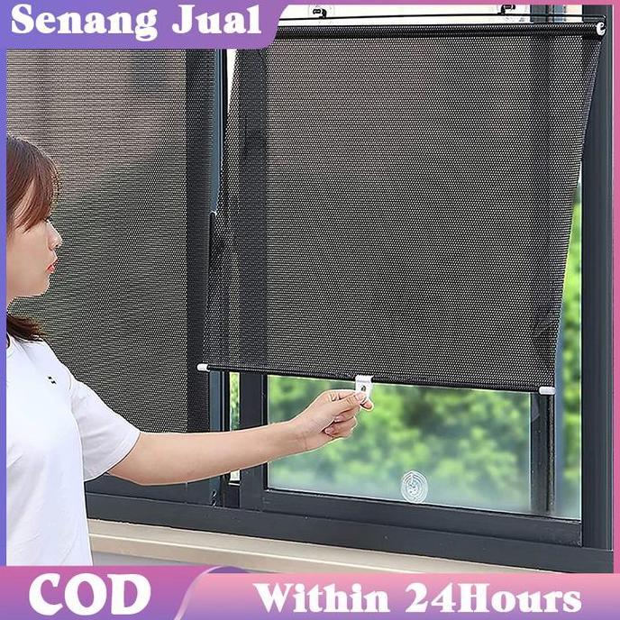 SHAKESPARE Tirai Antitembus Pandang / Roller Blind Jendela Tempel / Hitam Tirai Gulung 58*125cm