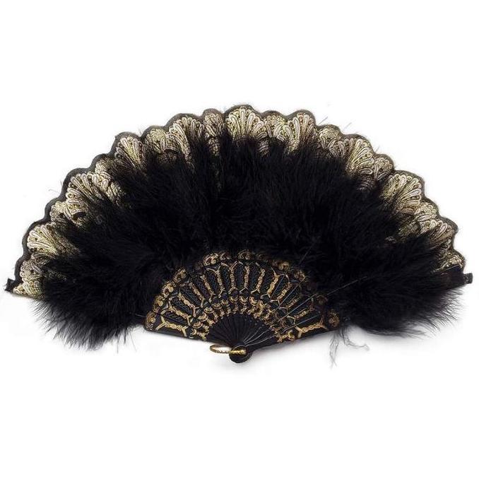 FYODORU Kipas Bulu Untuk Menari Putih/Merah/Hitam Kipas Tangan Bulu Ayam / Classical Folding Fan