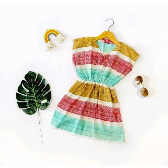 2 pcs Daster Manohara Anak Cewek Perempuan Usia 1 sampai 3 Tahun Model Kerah V Neck Pinggang Kerut K