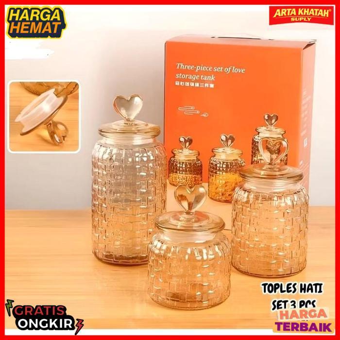 Quality Toples Kaca Tutup Love , Toples Lebaran , Toples Kaca Aesthetic Toples Kaca Set 3In1