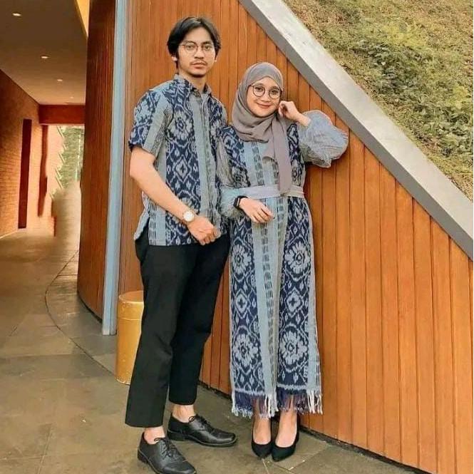 Termurah / Hot Sale Set Couple Gamis Tenun Motif Naisa