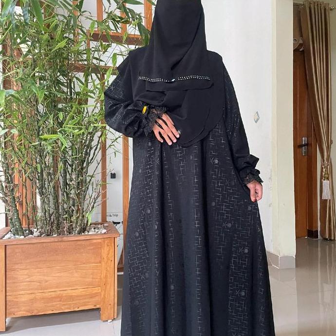 Termurah / Hot Sale Gamis Embos Full Hitam Muslimah Modern Cuple Kids&Mom Abaya