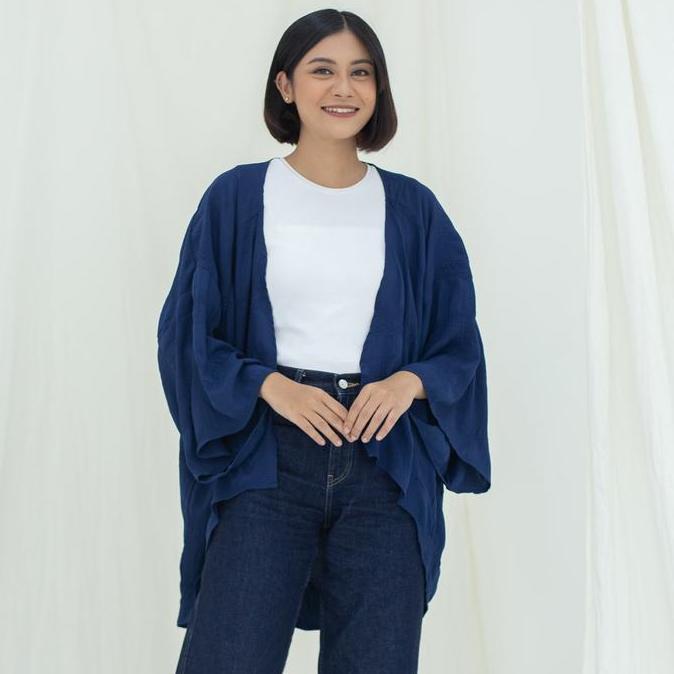 Ixora Seona Kimono Outer - Outerwear Blazer Cardigan Fashion Wanita Terkini Merah Panjang Crinkle At